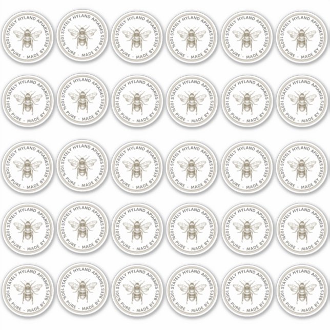 2-inch Vinyl Mason Jar Vintage Bee Honey Label (Front)
