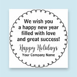 2 Inch Wood Stamp Happy Holidays Custom Business<br><div class="desc">Easily personalize our 2 x 2 inch wood stamp with your own custom holiday greeting and company or family name. You can customize "Happy Holidays" to "Merry Christmas" or to other custom text. Optional wooden handle and ink pad available. No minimum order quantity and no setup fee.</div>