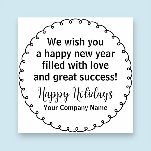 2 Inch Wood Stamp Happy Holidays Custom Business  (MISOOK 2 x 2 inch Happy Holidays Wood Stamp)