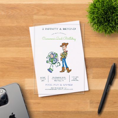2 Infinity and Beyond Toy Story - 2nd Birthday Acrylic Invitations