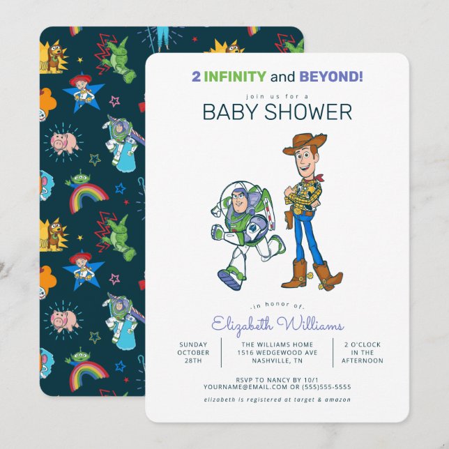 2 Infinity and Beyond Toy Story - Baby Shower Invitation (Front/Back)