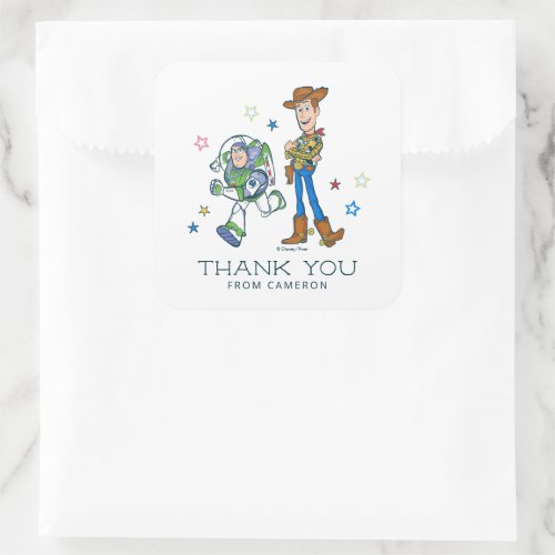 2 Infinity and Beyond Toy Story Birthday Thank You Square Sticker