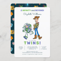 2 Infinity and Beyond Toy Story - Twin Baby Shower Invitation