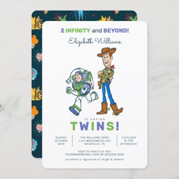 2 Infinity And Beyond Toy Story - Twin Baby Shower Invitation by ToyStory at Zazzle