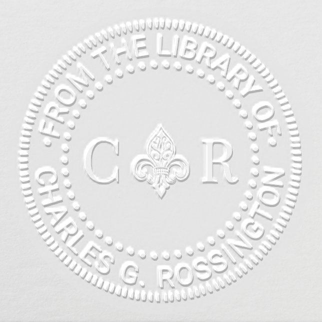 2 Initial Mongm Fleur de Lis #26 Library Book Name Embosser (Design)