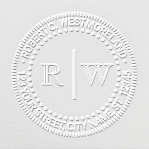 2 Initial Monogram #2 Vertical Spacer Name Address Embosser
