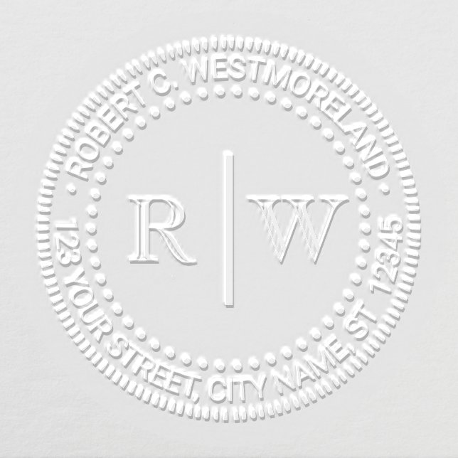 2 Initial Monogram #2 Vertical Spacer Name Address Embosser (Design)