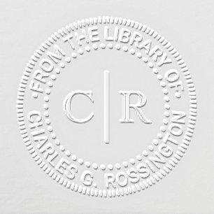 2 Initial Monogram #2 Vrt Spacer Library Book Name Embosser