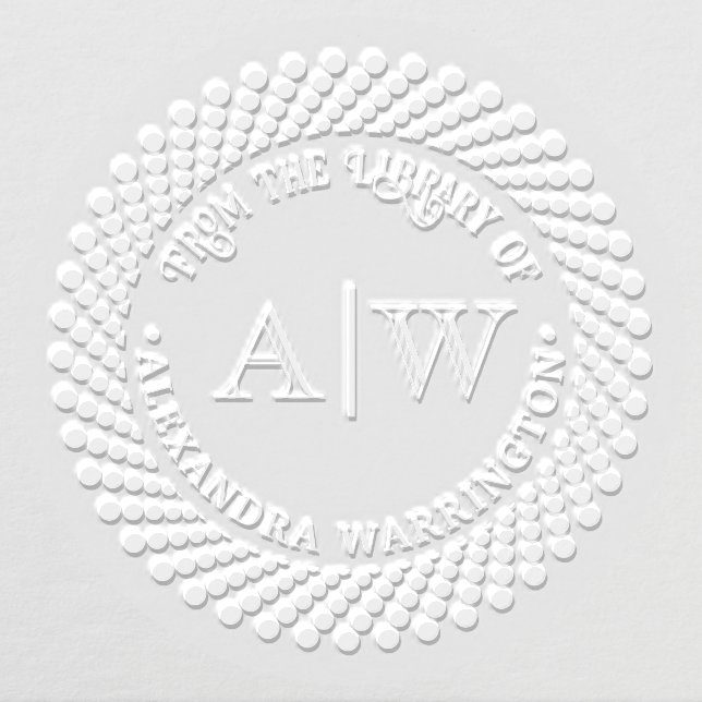 2 Initial Monogram Dotted Frame #1CA Library Book Embosser (Design)