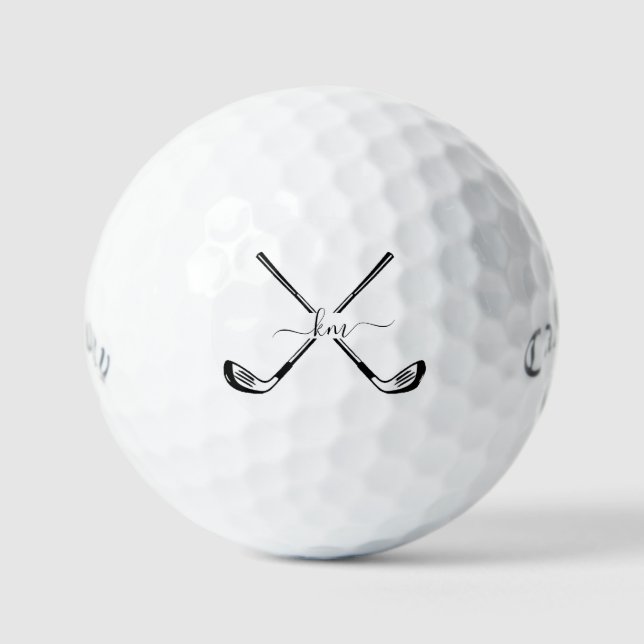 2 Initial Monogram Golf Balls - Personalized Gift  (Front)