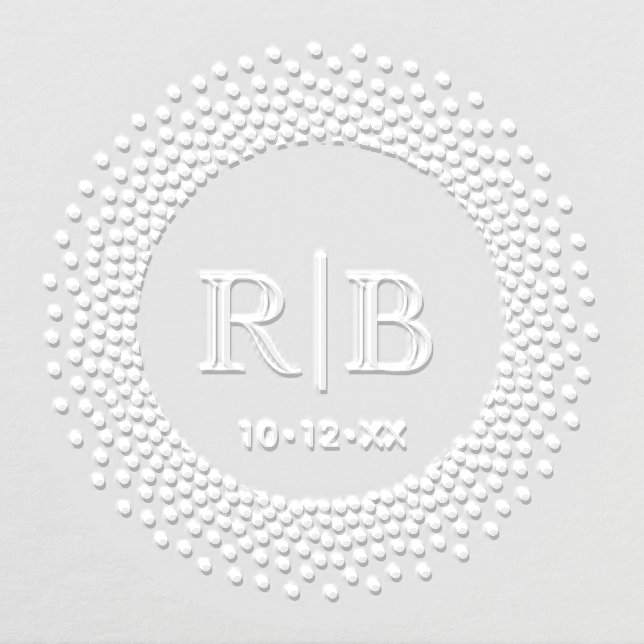 2 Initial Monogram Round Dotted Dots Frame #2C Embosser (Design)