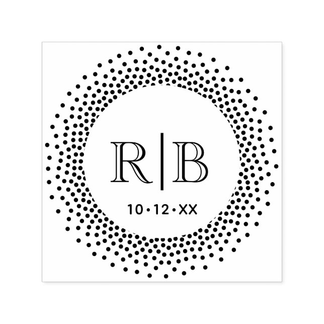 2 Initial Monogram Round Dotted Dots Frame #2C Self-inking Stamp (Design)