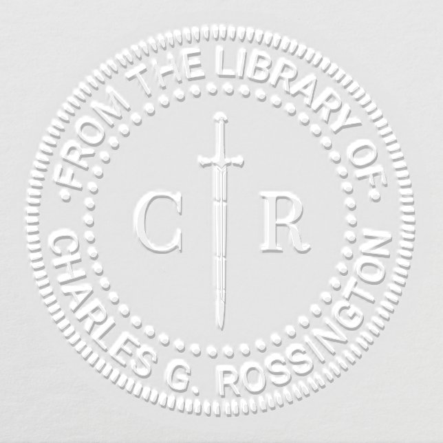 2 Initial Monogram Sword #1 Library Book Name Embosser (Design)