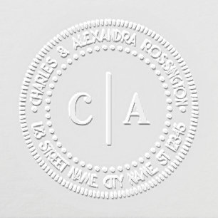 2 Initial Monogram Vert Spacer Name Return Address Embosser