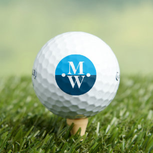 2-initials Vertical Monogram Modern 2-tone Blue Golf Balls