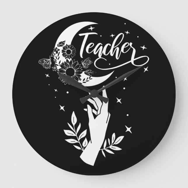 2- Inspirational Teacher Shirt, Minimalist Teacher Large Clock (Front)