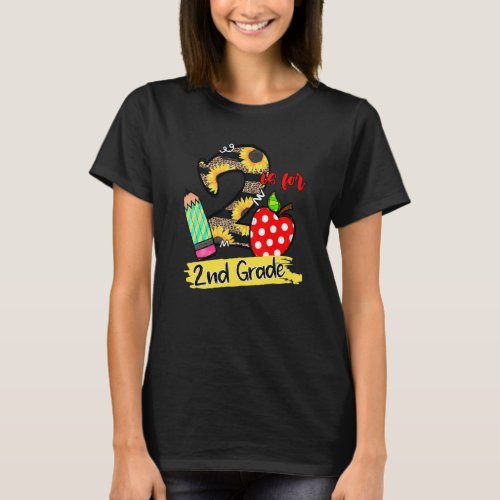 2 Is For 2nd Grade Sunflower Student Teacher Back  T_Shirt