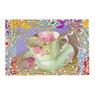 #2 JADE TEA CUP DESIGN-WASHABLE PLACEMATS