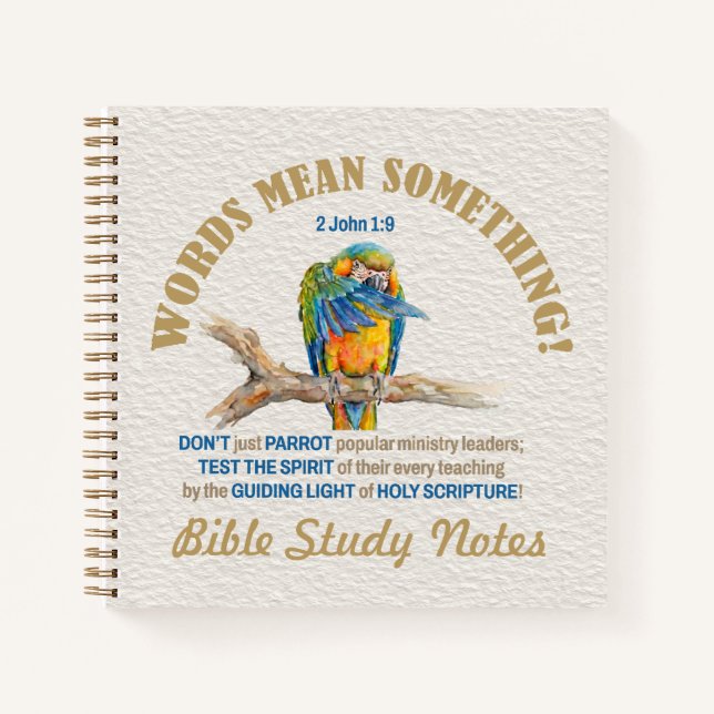 2 John 1:9  Bible Study Notes WORDS MEAN SOMETHING Notebook (Front)