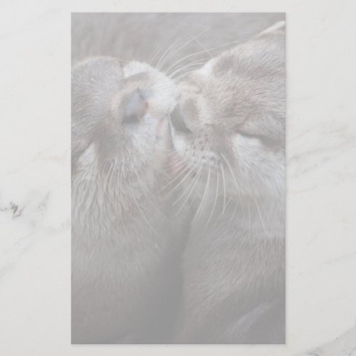 2 Kissing Otters Wildlife Photo Stationery