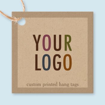 2" Kraft Square Hang Tags With String Custom Logo by MISOOK at Zazzle