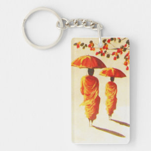 2 Laotian Buddhist Monks Keychain