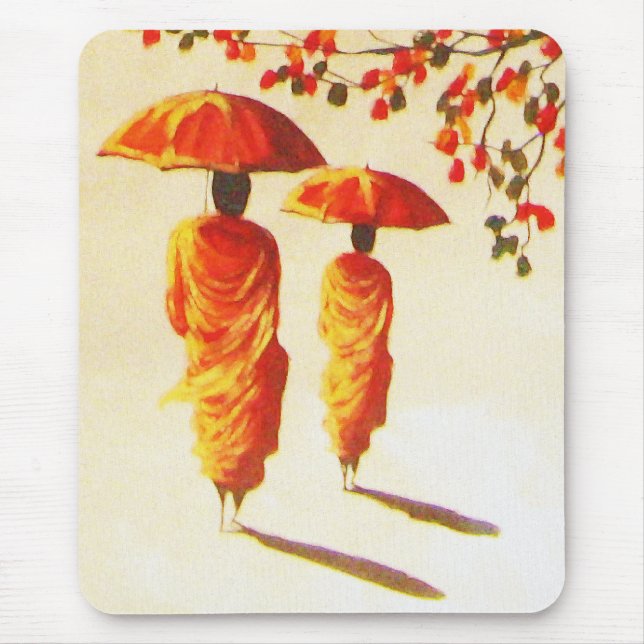 2 Laotian Buddhist Monks Mouse Pad (Front)