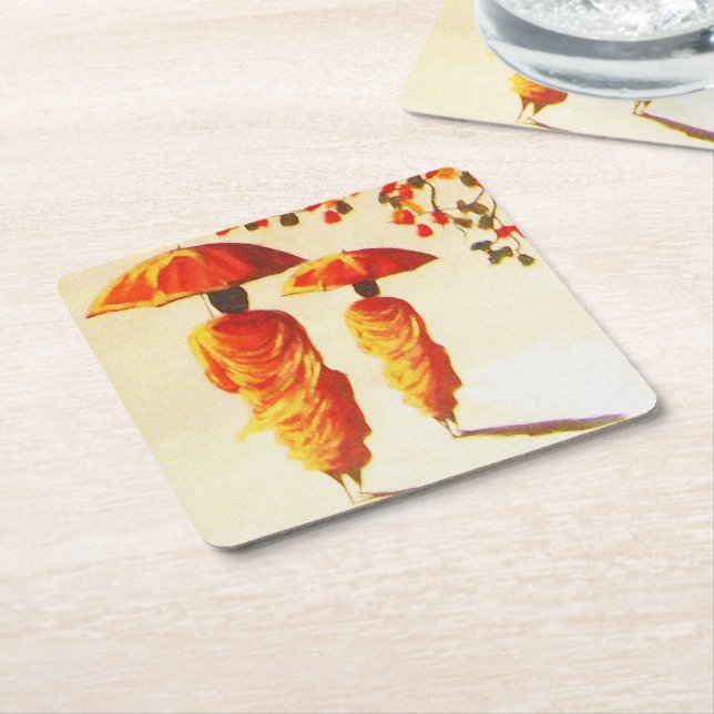 2 Laotian Buddhist Monks Square Paper Coaster (Angled)