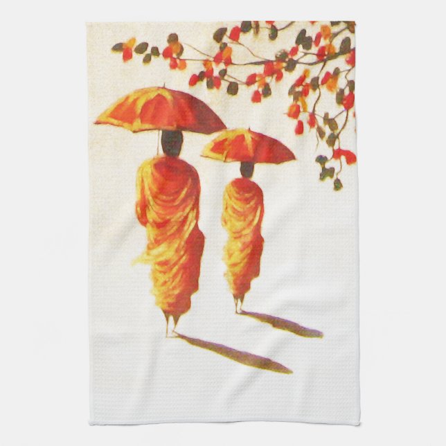 2 Laotian Buddhist Monks Towel (Vertical)