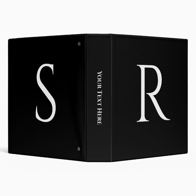 2 Large White Monograms, Initials on Black 3 Ring Binder (Background)