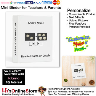 2 Learn Addition Child's Name Date Info Teacher Mini Binder