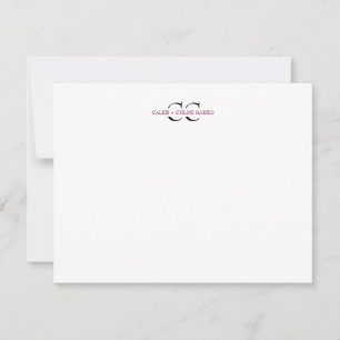 2 Letter Monogram Couple Initials Wedding Burgundy Note Card