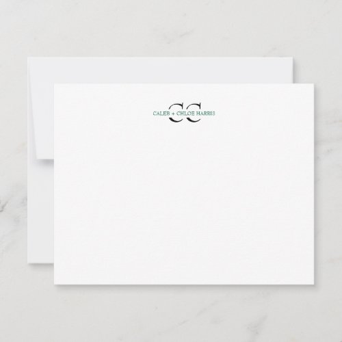 2 Letter Monogram Couple Initials Wedding Green Note Card