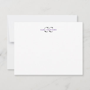 2 Letter Monogram Couple Initials Wedding Purple Note Card