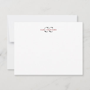 2 Letter Monogram Couple Initials Wedding Red Note Card