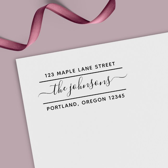 2 Lines Calligraphy Script Family Return Address Self-inking Stamp (Creator Uploaded)