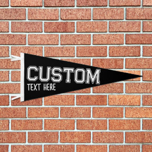 2 Lines of Text - black and white Athletic Look Pennant Flag