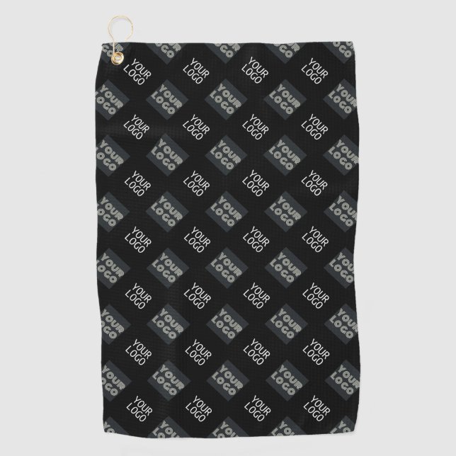 2 Logo's Diagonal Repeating Logo | Black Golf Towel (Front)
