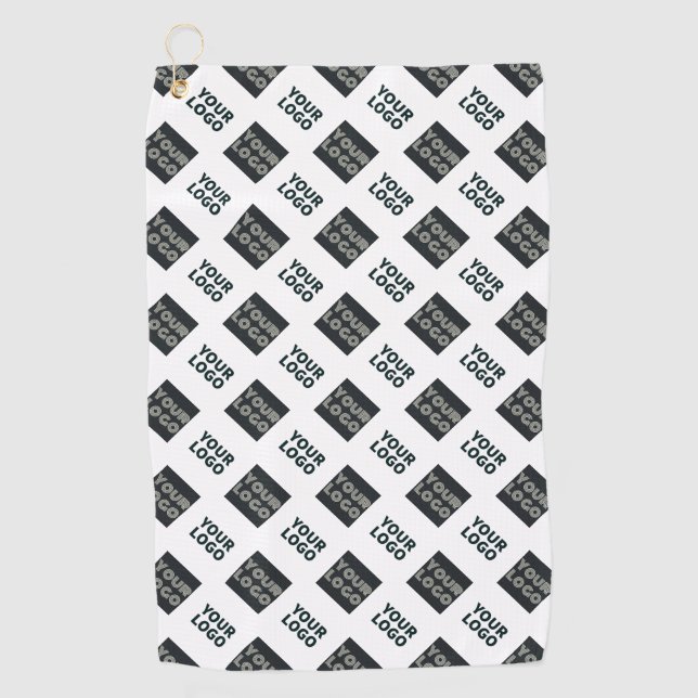 2 Logos, Diagonally Repeating Logos | White Golf Towel (Front)