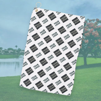 2 Logos, Diagonally Repeating Logos | White Golf Towel