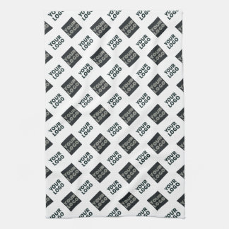 2 Logos, Diagonally Repeating Logos | White Kitchen Towel