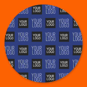 2 Logos Simple Repeating Logo Navy Blue Classic Round Sticker