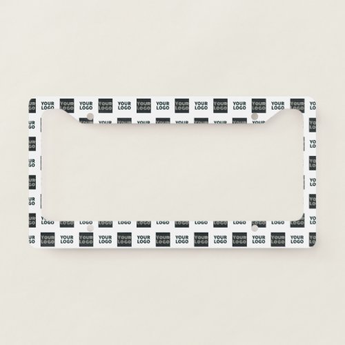 2 Logos Simple Repeating Logo  White License Plate Frame