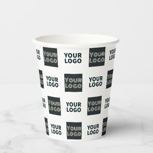 2 Logos Simple Repeating Logo  White Paper Cups
