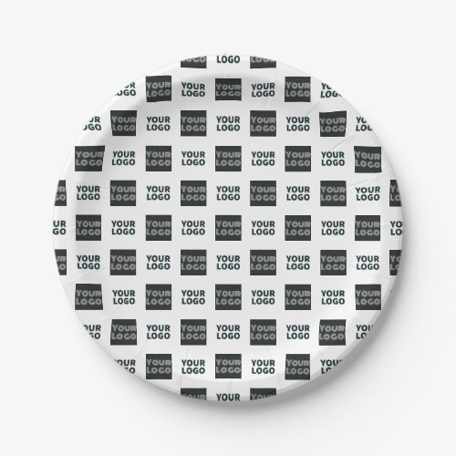 2 Logos Simple Repeating Logo  White Paper Plates