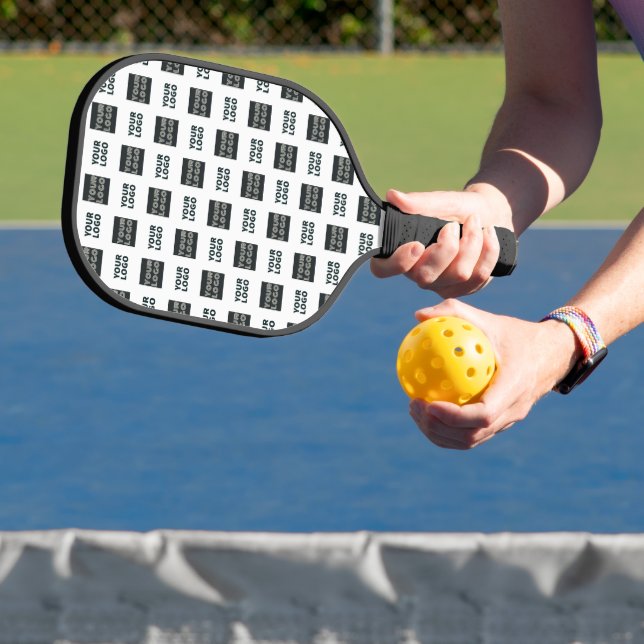 2 Logos Simple Repeating Logo | White Pickleball Paddle (Insitu)
