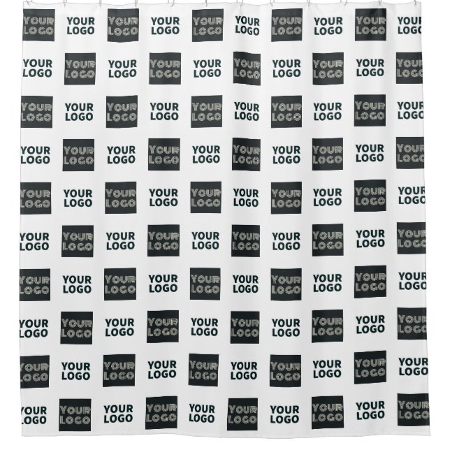 2 Logo's Simple Repeating Logo | White Shower Curtain (Front)