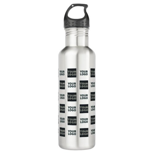 2 Logos Simple Repeating Logo  White Stainless Steel Water Bottle