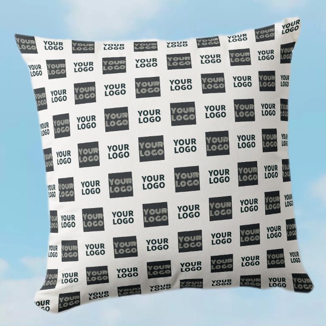 2 Logos Simple Repeating Logo | White Throw Pillow (Creator Uploaded)