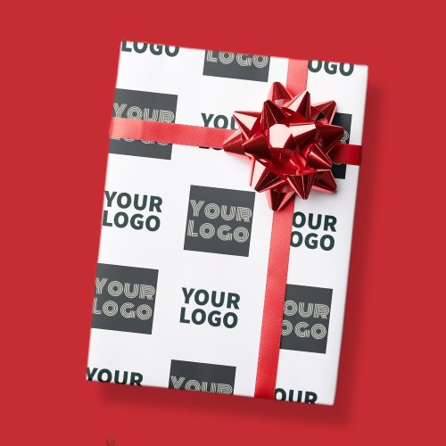 2 Logos Simple Repeating Logo  White Wrapping Paper